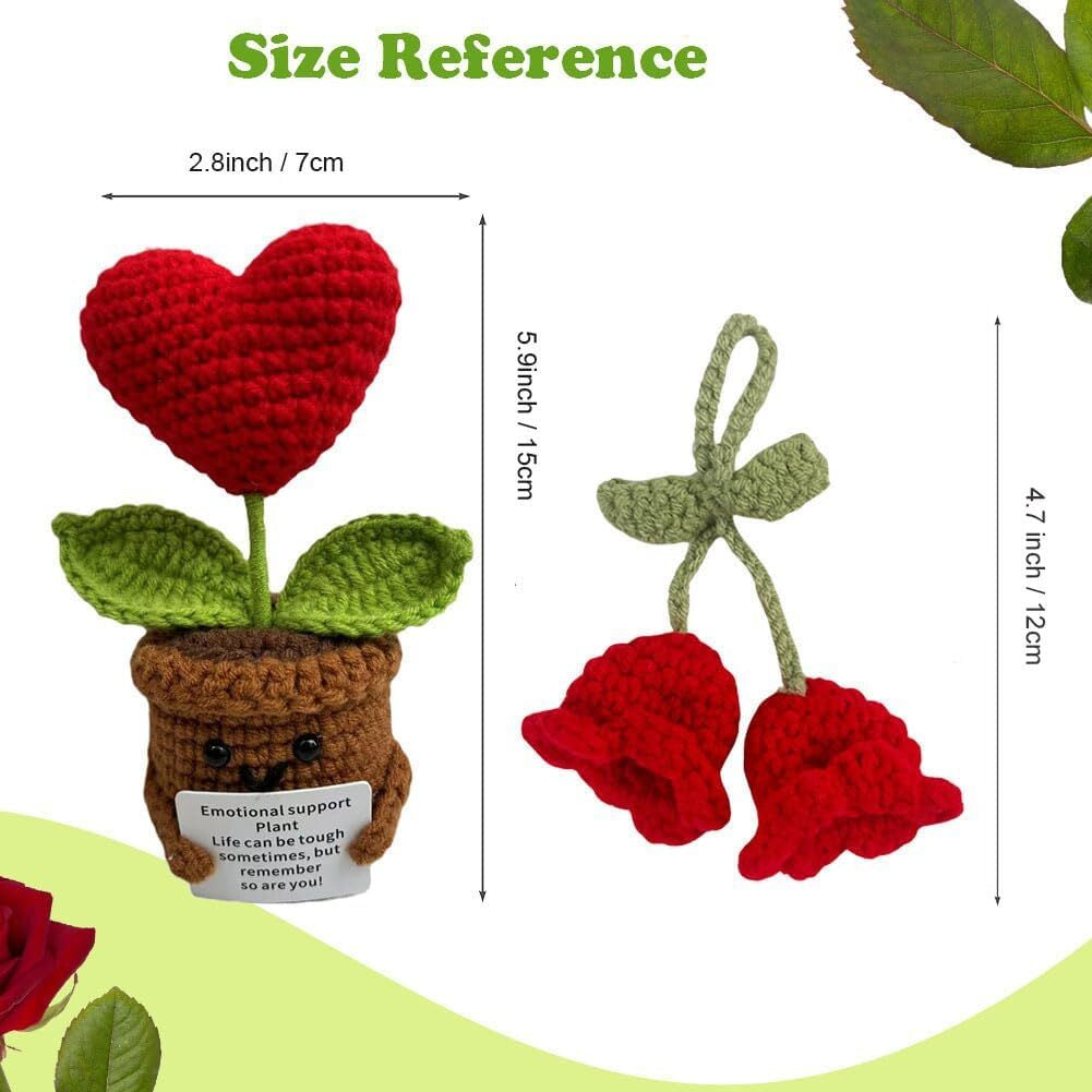 Crochet Heart Flower Doll – Inspirational Positive Gift Decor for Desk or Room
