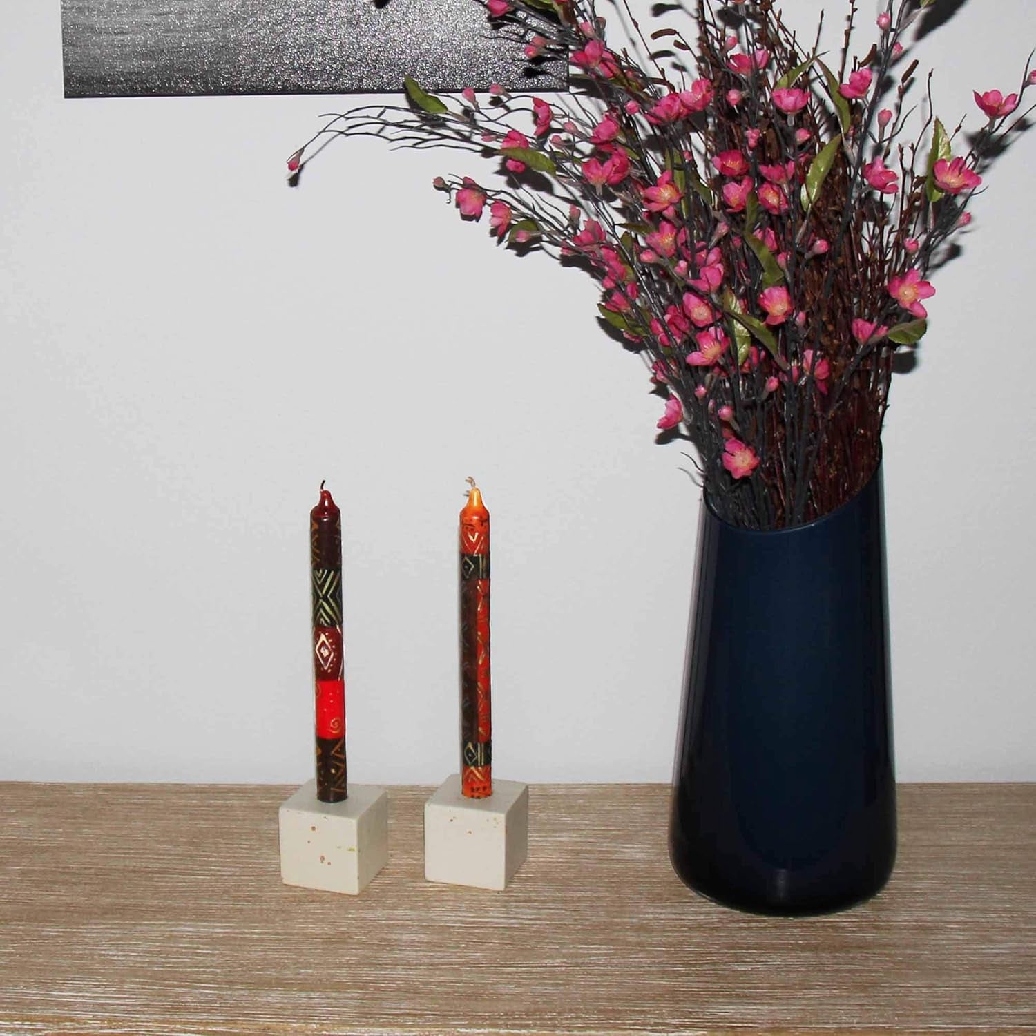 Set of Three Boxed Tall Hand-Painted Candles - Bongazi African Design - Nobunto Candles