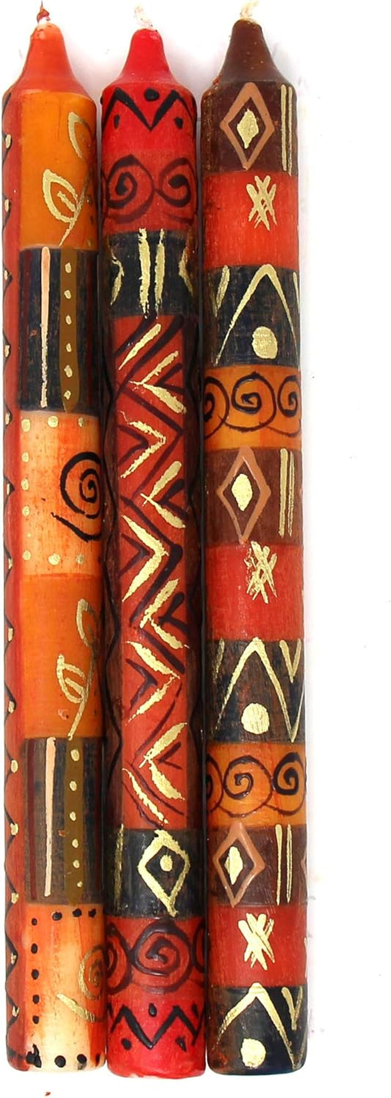 Set of Three Boxed Tall Hand-Painted Candles - Bongazi African Design - Nobunto Candles