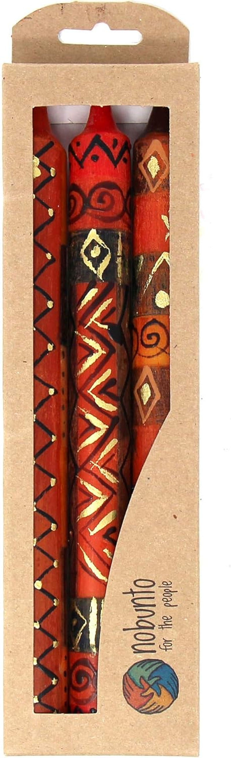 Set of Three Boxed Tall Hand-Painted Candles - Bongazi African Design - Nobunto Candles