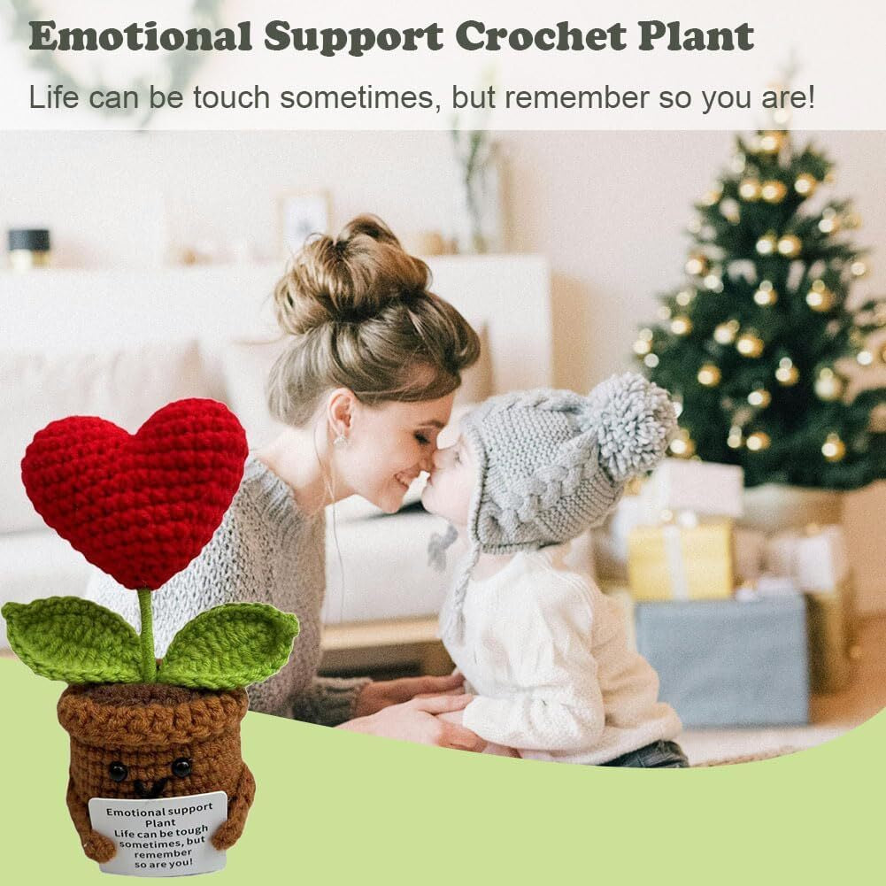 Crochet Heart Flower Doll – Inspirational Positive Gift Decor for Desk or Room