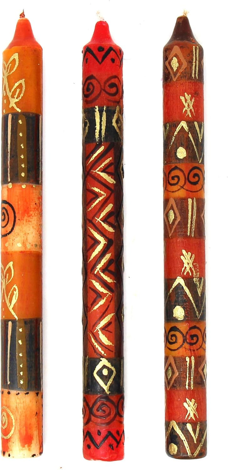 Set of Three Boxed Tall Hand-Painted Candles - Bongazi African Design - Nobunto Candles